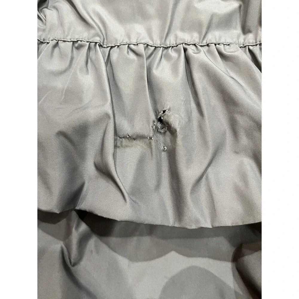 Burberry London Double Breasted Belted Gray Green Ruffled Trench Coat Sz US 6 - Picture 6 of 16